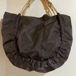 Brontibay brown vinyl tote handbag